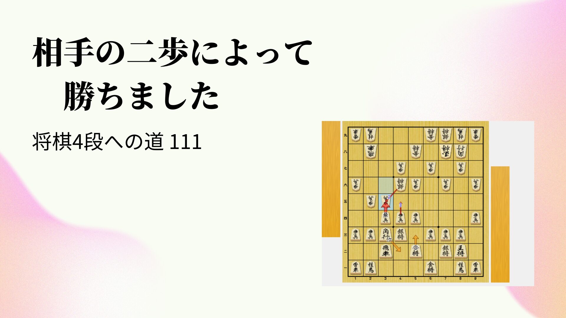 相手の二歩によって勝ちました