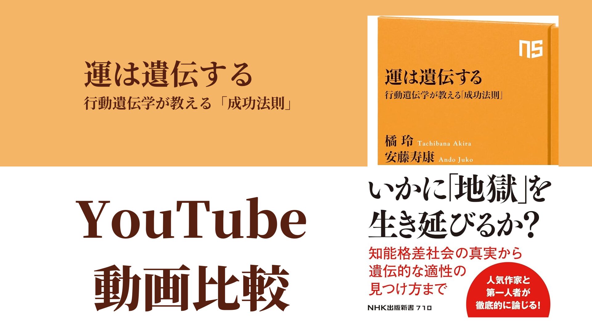 運は遺伝する 行動遺伝学が教える「成功法則」 YouTube動画比較（スマホ対応）