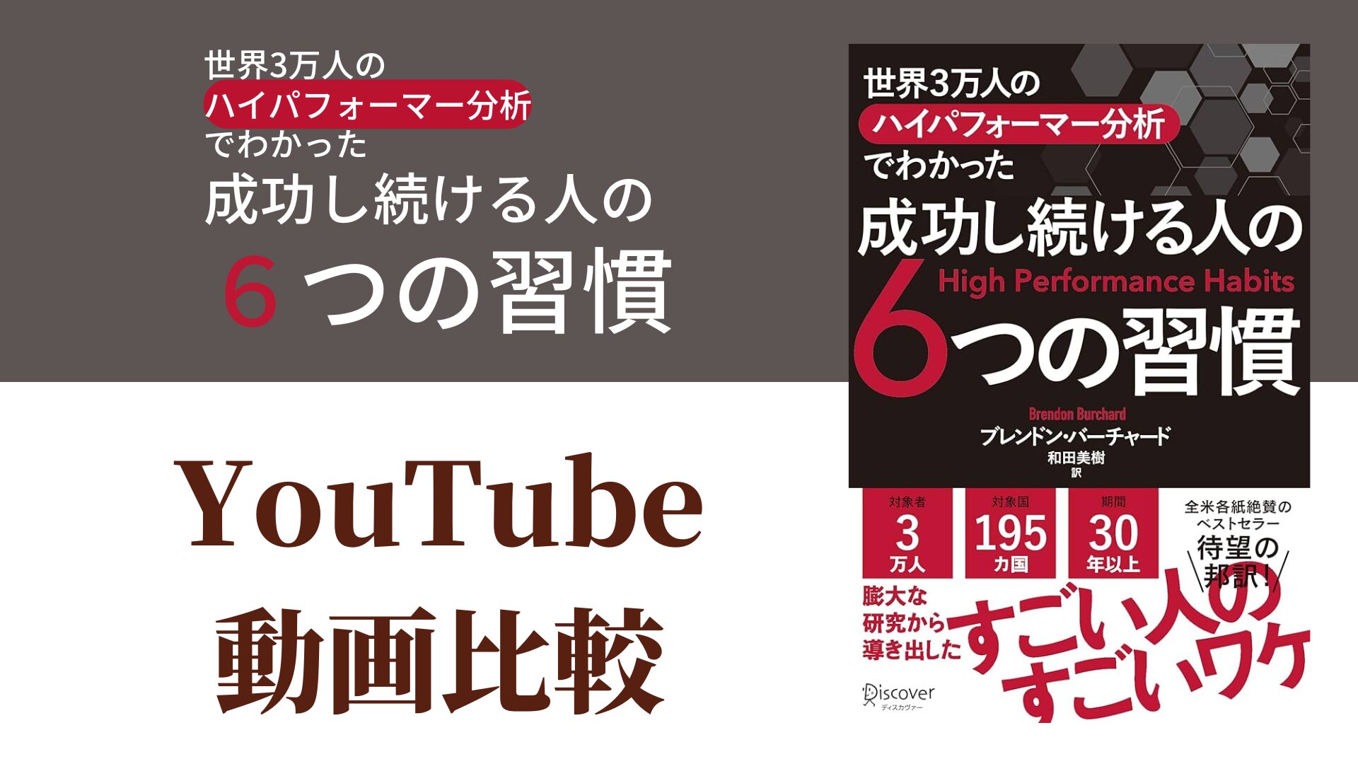 世界3万人のハイパフォーマー分析でわかった 成功し続ける人の６つの習慣 YouTube動画比較（スマホ対応）
