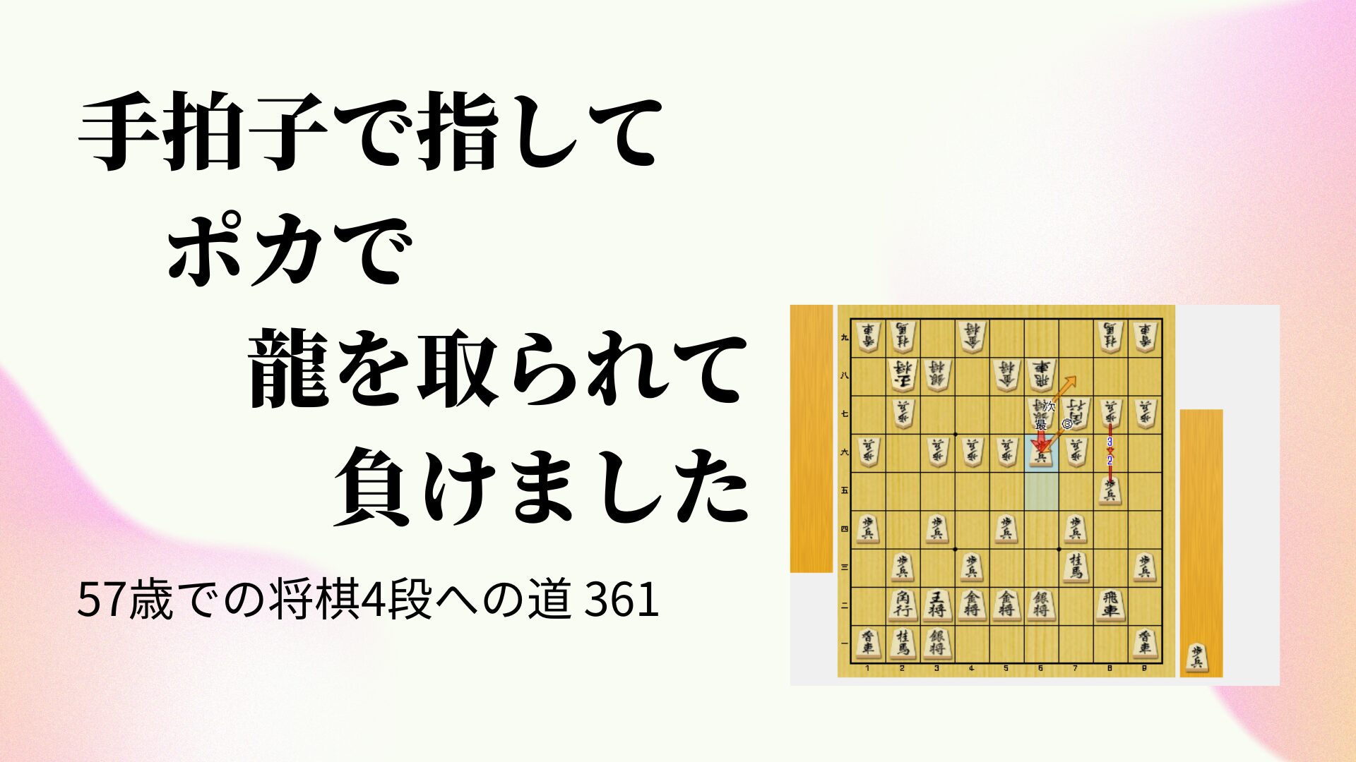 手拍子で指してポカで龍を取られて負けました