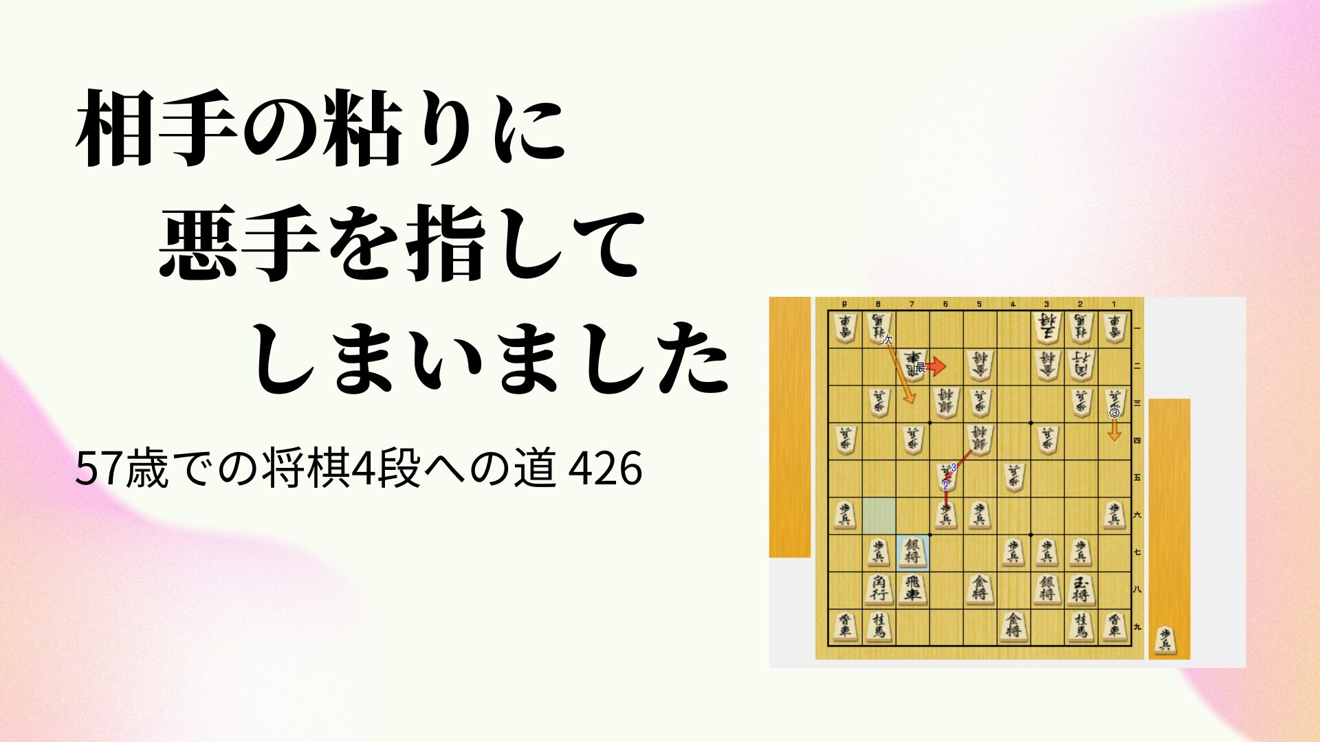 相手の粘りに悪手を指してしまいました